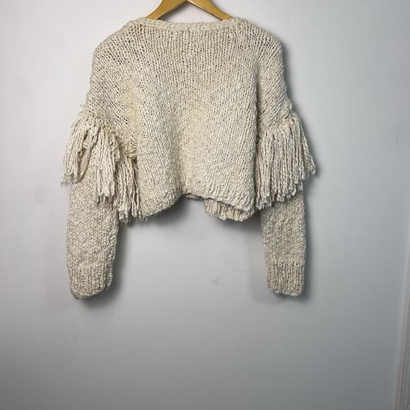 Anthropologie Chunky Knit Fringe Cardigan Sweater Woman’s Size XS/S - Picture 2 of 8